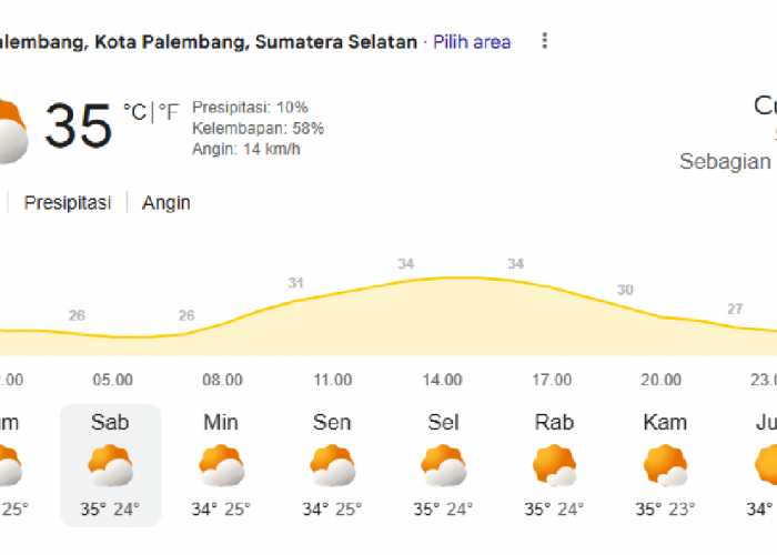 Cuaca Palembang 29 Agustus 2026: Langit Sebagian Cerah Dukung Mobilitas Akhir Pekan Anda