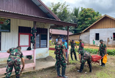 Tingkatkan Kebersihan di Wilayah Perbatasan, Giat Ini Digelar Satgas Yonif 144 Jaya Yudha