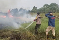 Karhutla Landa Desa Pulau Semambu, Polres Ogan Ilir Bersama Tim Gabungan Bergerak Padamkan Api