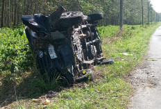Ditemukan Mobil Terbalik di Jalan Raya Tanjung Raja-Cinta Manis Ogan Ilir, Ada Kaitan Penangkapan Sang Bandar?