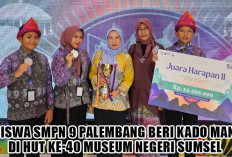 3 Siswa SMPN 9 Palembang Beri Kado Manis di HUT Ke-40 Museum Negeri Sumsel, Coba Tebak!