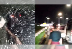 Viral, Mobil di Tol Prabumulih Kena Lemparan Batu hingga Kaca Samping Pecah dan Bemper Rusak