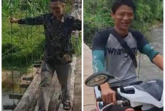 ALHAMDULILLAH, Kini Jembatan Gantung Jagabaya Lahat Bisa Dilintasi Motor, Ini Buktinya 