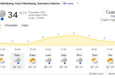 Prakiraan Cuaca 15 Juli 2026 Kota Palembang: Hujan Ringan Mengguyur, Sediakan Payung!