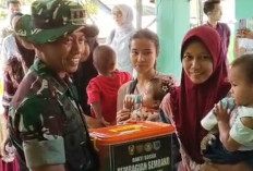Begini Tujuan Dansatgas TMMD ke-128 Kodim Lahat Salurkan Bantuan Sembako di Desa Lubuk Tampang