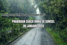 INFO CUACA! Peringatan Dini Sebagian Besar Wilayah Sumsel Selasa 30 Januari 2024, Prakiraan Cuaca BMKG