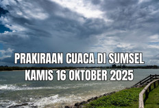 Prakiraan Cuaca di Sumsel Kamis 16 Oktober 2025, Siang Berawan Berpotensi Hujan