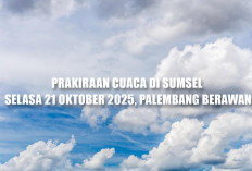 Prakiraan Cuaca di Sumsel Selasa 21 Oktober 2025, Palembang Berawan