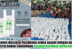 Pengurus Masjid di Palembang Kemas Daging Kurban dalam Plastik Ramah Lingkungan, Selamatkan Masa Depan Bumi!