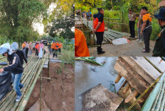 Jembatan Amruk di Ogan Ilir, Polisi dan Warga Bikin Jembatan Darurat dari ini
