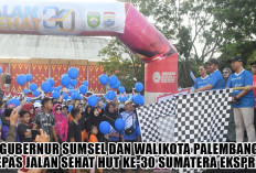 Simak Pesan Gubernur Sumsel Saat Lepas Ribuan Peserta Jalan Sehat HUT ke-30 Sumatera Ekspres