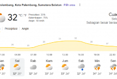 Kondisi Prakiraan Cuaca Hari Ini 9 Juni 2026 Kota Palembang: Sebagian Besar Berawan