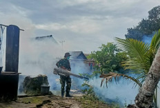 Prajurit Kodim Bangka Selatan Kawal Kegiatan Fogging di Wilayah Binaan