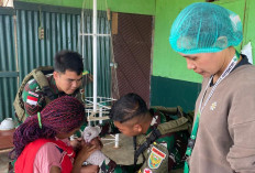 Bekerja sama dengan Puskesmas Geten Tiri, Ada Pelayanan Kesehatan Gratis Dilakukan Satgas Yonif 144 Jaya Yudha