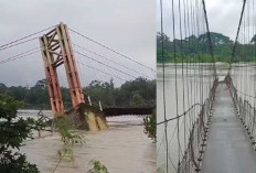BREAKING NEWS! Jembatan Gantung Desa Kuripan Ambruk Diterjang Luapan Sungai Lematang, Begini Kondisinya