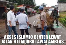 Akses Menuju Islamic Center Lewat Jalan HTI Muara Lawai Ambruk, Pengendara Diimbau Hati-Hati!