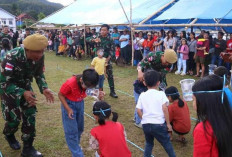 Satgas Pamtas Yonarhanud 12/SBP Ceriakan Anak-Anak Daerah Perbatasan di Awal Tahun Baru